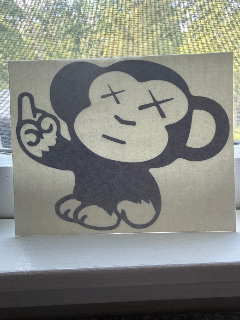 Funny Monkey Middle Finger Vinyl Car Decal Sticker Vivid Blue